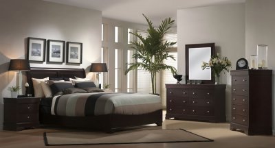 Dark Cappuccino Finish Contemporary Bedroom Set