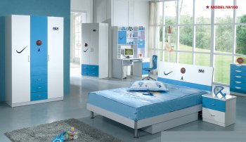 YA100 Kids Bedroom in White & Blue by Pantek w/Options [PKBS-YA100]