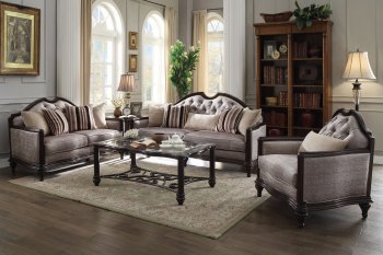 Azis Loveseat 53771 in Dark Walnut Fabric by Acme w/Options [AMS-53771-Azis]