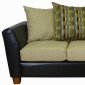 Olive Fabric and Black Vinyl Modern Sofa & Loveseat Set w/Option