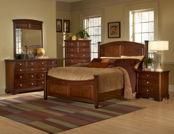 Cherry Finish Transitional Style Bed w/Optional Case Pieces [HEBS-982C-Laurel Heights]