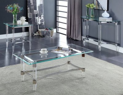 Beaumaris Coffee Table CM4164 in Chrome & Glass w/Options