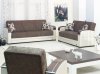 Brown Fabric & Light Vinyl Two-Tone Modern Sofa Bed w/Options