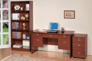 Cherry Finish Modern Writing Desk w/5 Drawers & Optional Items [ABCOD-2503CH]