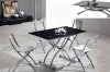 Glass Top & Metal Base Modern Adjustable Dining Table