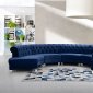 Anabella Sectional Sofa 697 5Pc Navy Velvet Fabric by Meridian