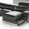 Black Full Italian Leather Modern Sectional Sofa w/Steel Legs