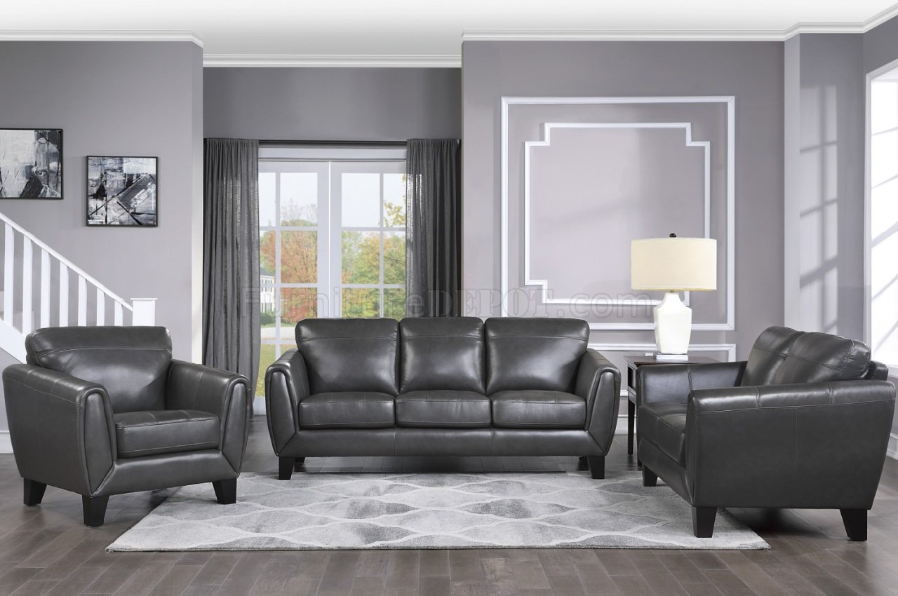 Spivey Sofa & Loveseat 9460DG Dark Gray Leather by Homelegance - Click Image to Close