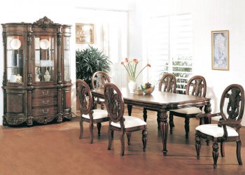 Brown Finish Classic 7Pc Dining Set with Optional Buffet w/Hutch [YTDS-2087-Josephine]