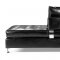 Modern Black Bycast Leather Sectional Sofa W/Button-Tufted Seats