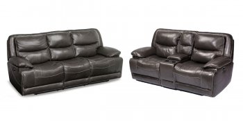 Alden Power Motion Sofa & Loveseat - Dark Grey Leather [MSS-Alden Dark Grey]