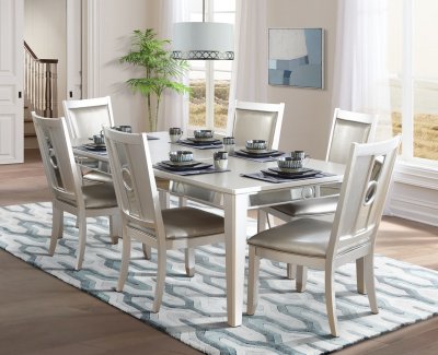 Vienna 7Pc Dining Set in Champagne & Mirror Accents