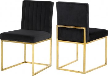 Giselle Dining Chair 778 Set of 2 Black Velvet Fabric - Meridian [MRDC-778 Giselle Black]