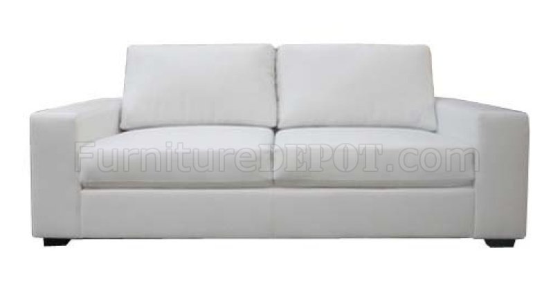 White Bonded Leather Modern 2pc Sofa And Loveseat Set