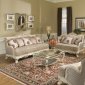 Pewter Fabric Traditional Living Room w/Carved Wood Frame