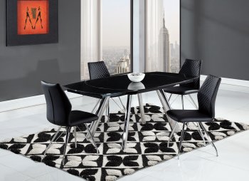 D2320 Dining Table by Global w/Black Glass Top & Options [GFDS-D2320DT-D6664DC-BL]