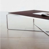 Options of Black Glass or Wenge Wood Top Modern Coffee Table