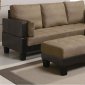 Brown & Tan Two-Tone Microfiber 3Pc Sofa Bed w/Brown Vinyl Base