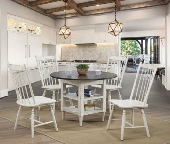 Ann Lee 5Pc Round Dining Table Set CM3754RT in Antique White [FADS-CM3754RT-Ann Lee]