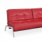 Red Bonded Leather Modern Convertible Sofa Bed w/Chrome Legs