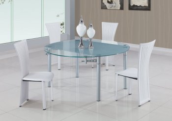 D135DT Dining Set 5Pc w/290DC White Chairs by Global Furniture [GFDS-D135DT-D1513DC-WH]