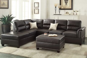 F7609 Sectional Sofa 3Pc in Espresso Bonded Leather by Boss [PXSS-F7609]