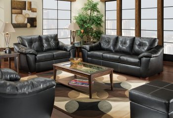 Black Bonded Leather Contemporary Sofa & Loveseat Set w/Options [AFS-1250-Black]