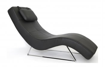 Soho Chaise in Black Leatherette by Whiteline Imports [WLCL-Soho Black]