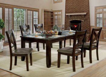 Josie 7Pc Dining Set CM3857T in Brown Cherry w/Options [FADS-CM3857T-Josie]