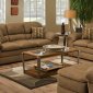 Mocha Fabric Modern Sofa & Loveseat Set w/Pillow Top Seating