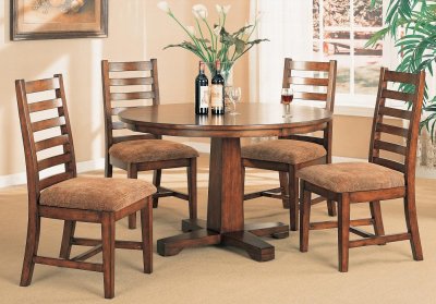 Distressed Walnut Dining Room Furniture W/Round Table