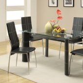 Black Finish Clear Glass Top Stylish Modern 5Pc Dining Set