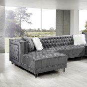 LCL-010 Sectional Sofa in Gray Velvet