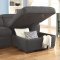 Patty Sectional Sofa CM6514BK in Graphite Faux Nubuck Fabric