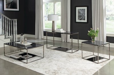 722698 3Pc Coffee & End Table Set in Black by Coaster w/Options