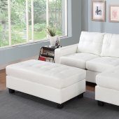 2513 Sectional Sofa Set in White Bonded Leather Match PU