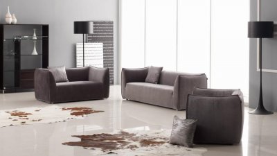 Light Brown Fabric Modern 3Pc Sofa, Loveseat & Chair Set