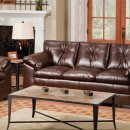 Coffeebean Full Bonded Leather Sofa w/Cushioned Armrests