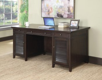 801097 Office Desk in Dark Brown by Coaster w/Power Outlet [CROD-801097 Desk]