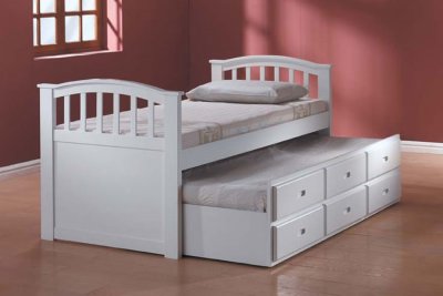 White Finish Kid's Bed With Trundle