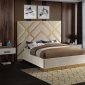 Vector Bed in Cream Velvet Fabric by Meridian w/Options