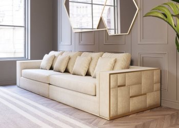 Mobray Sofa in Beige Velvet Fabric by VIG [VGS-Mobray Beige]