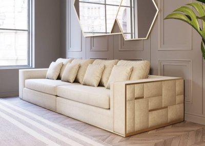 Mobray Sofa in Beige Velvet Fabric by VIG