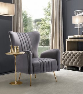 Opera Accent Chair 532 in Grey Velvet Fabric by Meridian