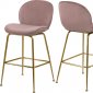 Paris Counter Stool 787 Set of 2 Pink Velvet Fabric by Meridian