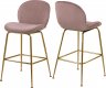 Paris Counter Stool 787 Set of 2 Pink Velvet Fabric by Meridian