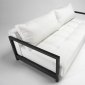 White Leatherette Modern Convertible Sofa Bed w/Hardwood Arms