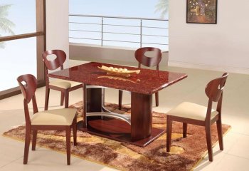 Mahogany Modern Dinette W/Faux Marble Table Top [GFDS-6010DT Mahogany]