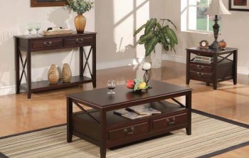 Espresso Finish Modern Coffee Table w/2 Drawers & Options [ABCCT-4247]