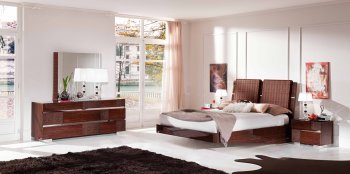 Status Caprice Modern High Gloss Walnut Bedroom by ESF w/Options [EFBS-Status Caprice Walnut]